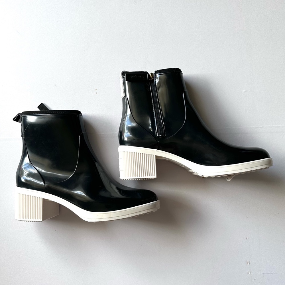Kate Spade New York Puddle Rubber Black Parchment Rain Boot - Picture 4 of 15